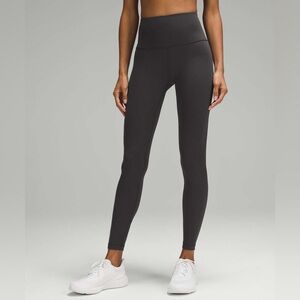 Lululemon Wunder Train high rise ribbed tight 28”. Color Graphite Gray size 6.